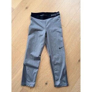 Nike Pro Leggings SmallGray Dri Fit Swoosh Pull On Capri Womens S
